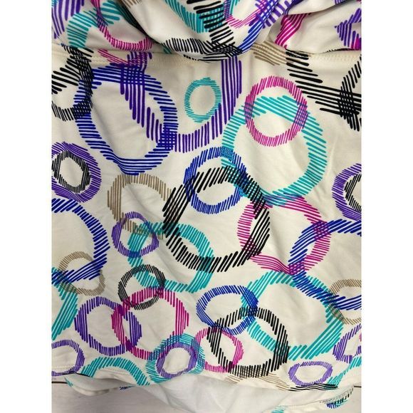 Catalina‎ Multi Colored Geometric  Circle Halter Style Tankini Swimsuit Top Size - Picture 4 of 7